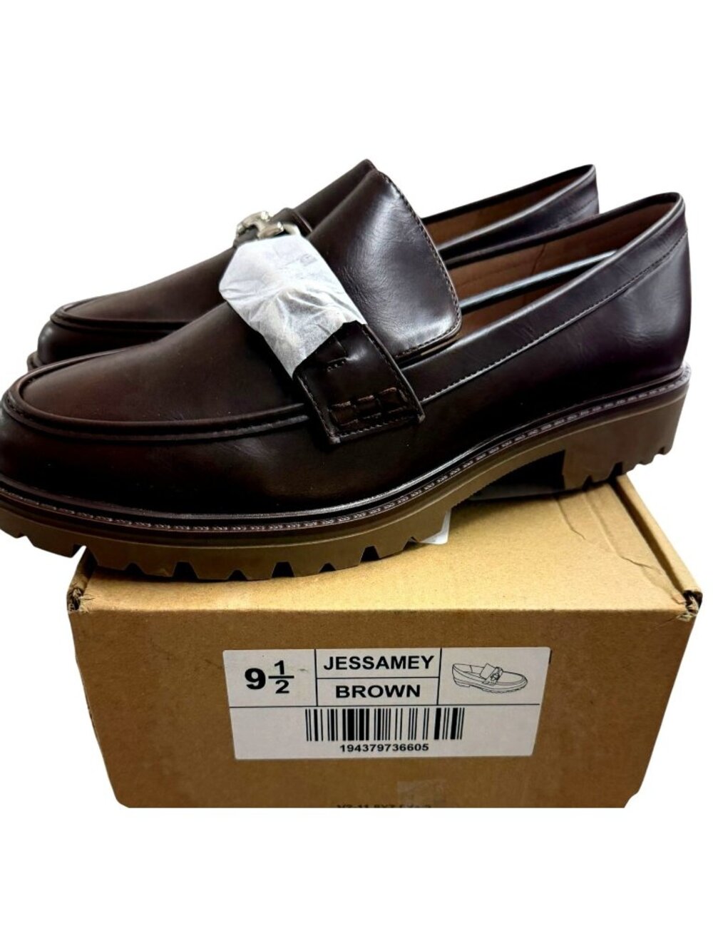 Journee Collection Jessamey Brown Leather Loafers Size 9.5 New In Box